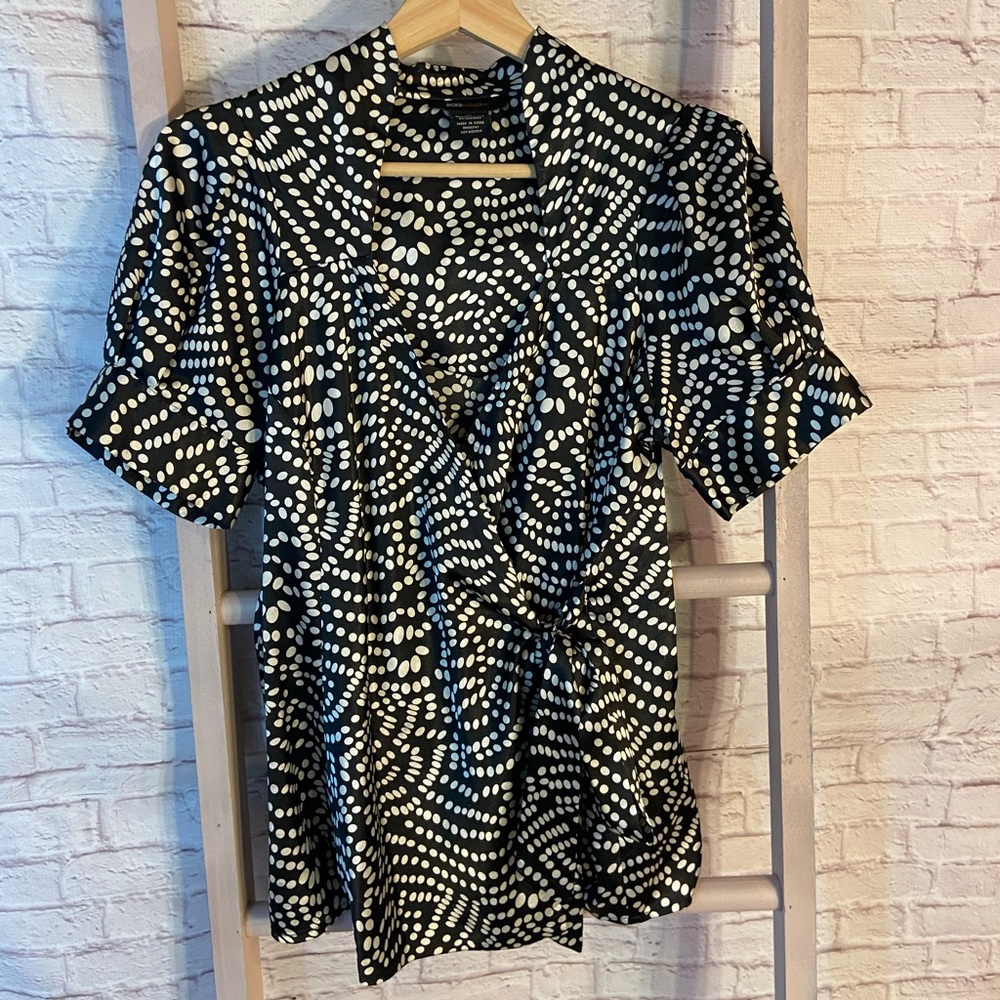 BCBG Max Azaria Satin Wrap Blouse